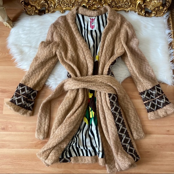 Merlin Castell Designer Wool Long Cardigan Sweater - Picture 2 of 9